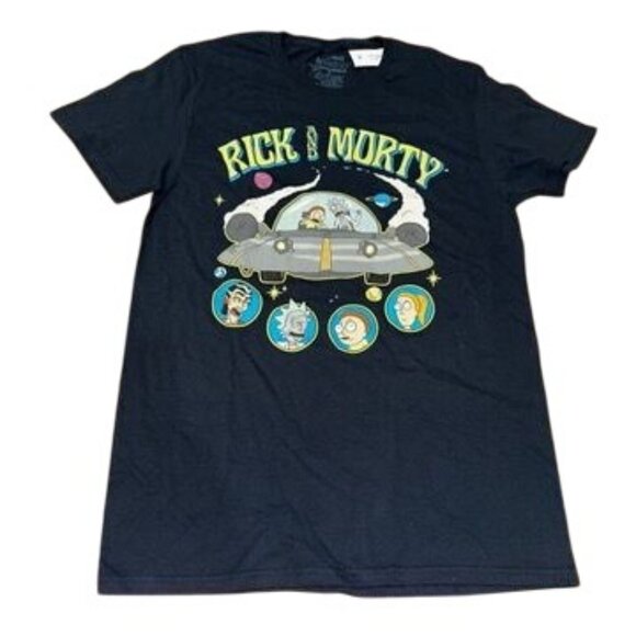 Rick and Morty Short Sleeve Crewneck Tee Shirt Black Small Men's Cartoon Network - Picture 1 of 3